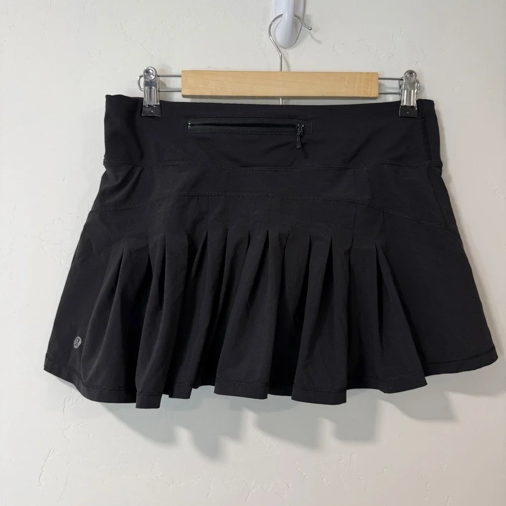 Lululemon Womens Circuit Breaker Skort Skirt 6 Black Pleated Tennis Shorts Liner